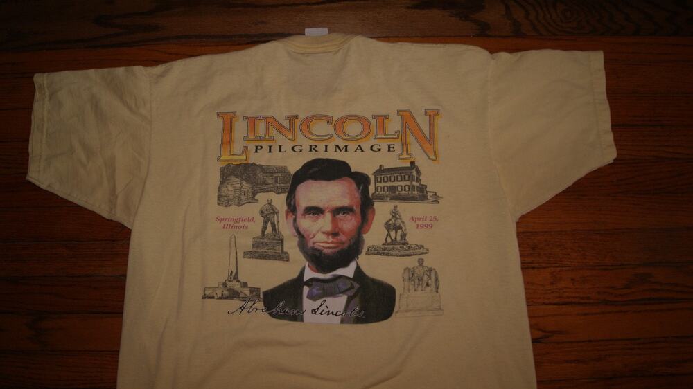 Vintage 90s Abraham Lincoln Pilgrimage Springfield IL History Yellow XL TShirt